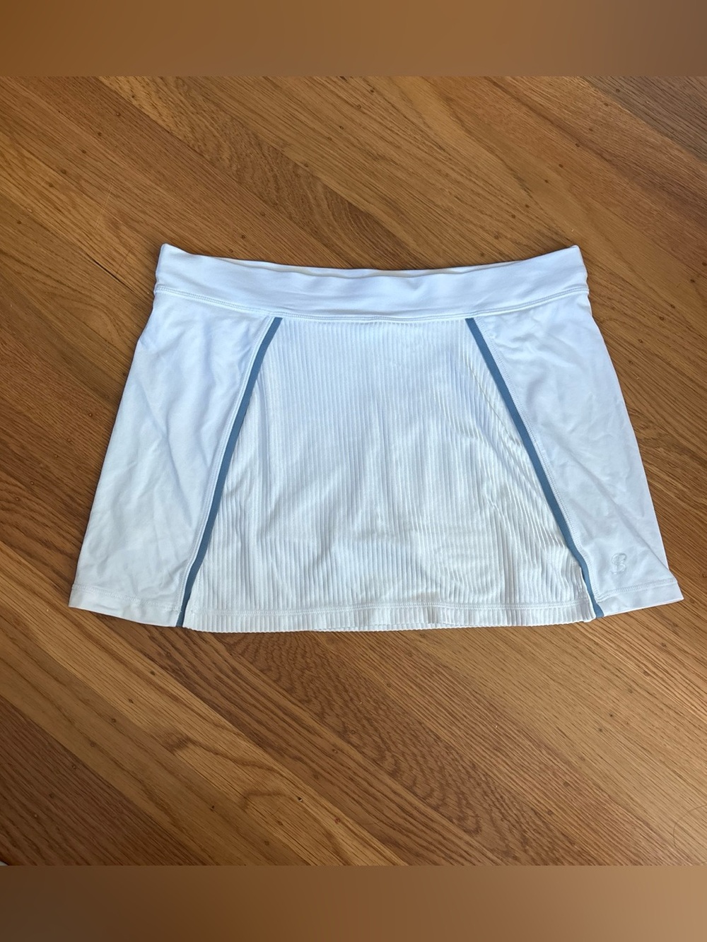 White Athletic Tennis Skort with Light Blue Trim